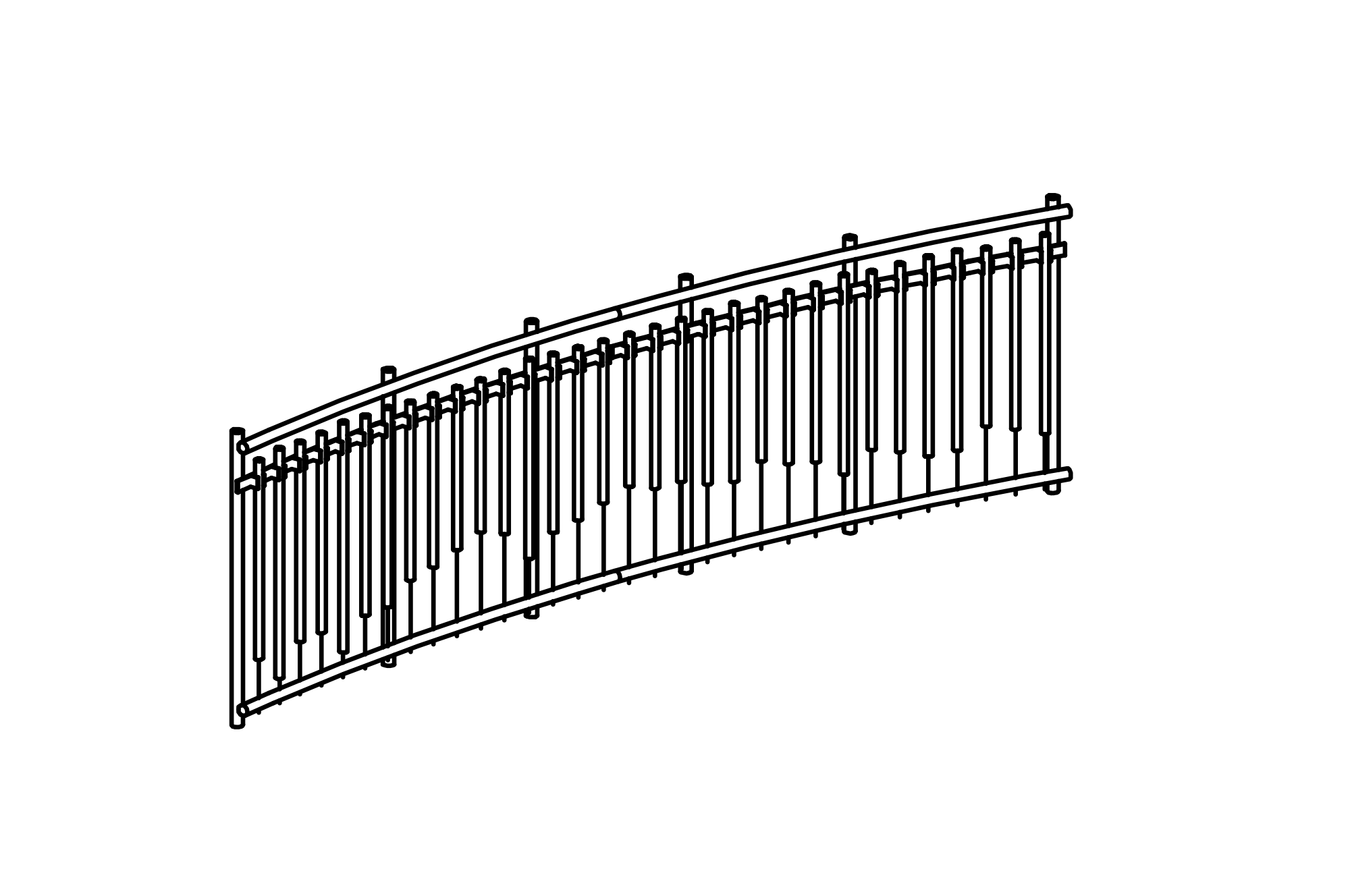 Melodic Fence, melody "Frère Jaques" with equipment made of stainless steel