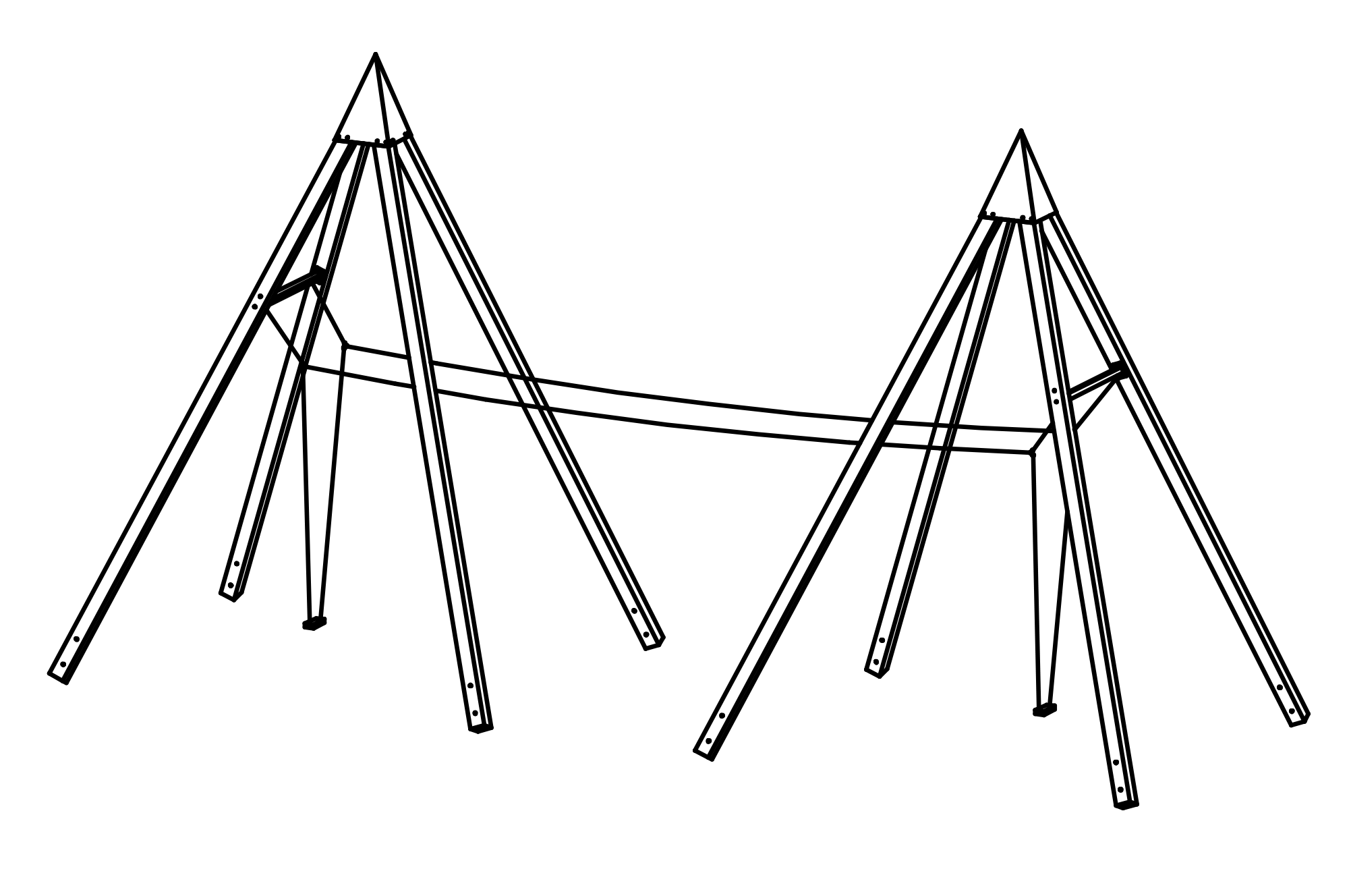 Partner Swing Pyramind with beams made of laminated mountain larch