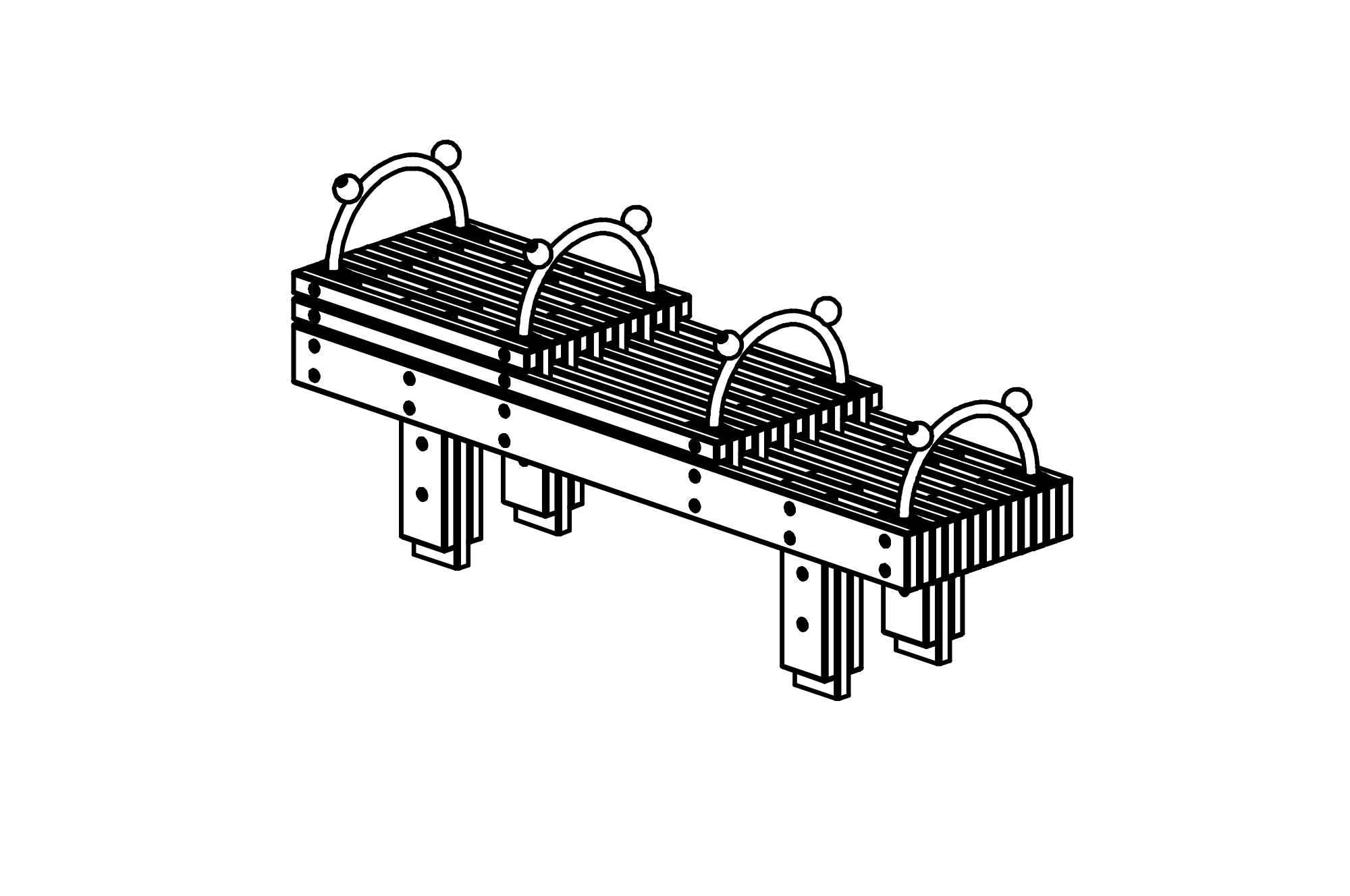 Step Bench with equipment made of non-impregnated mountain larch