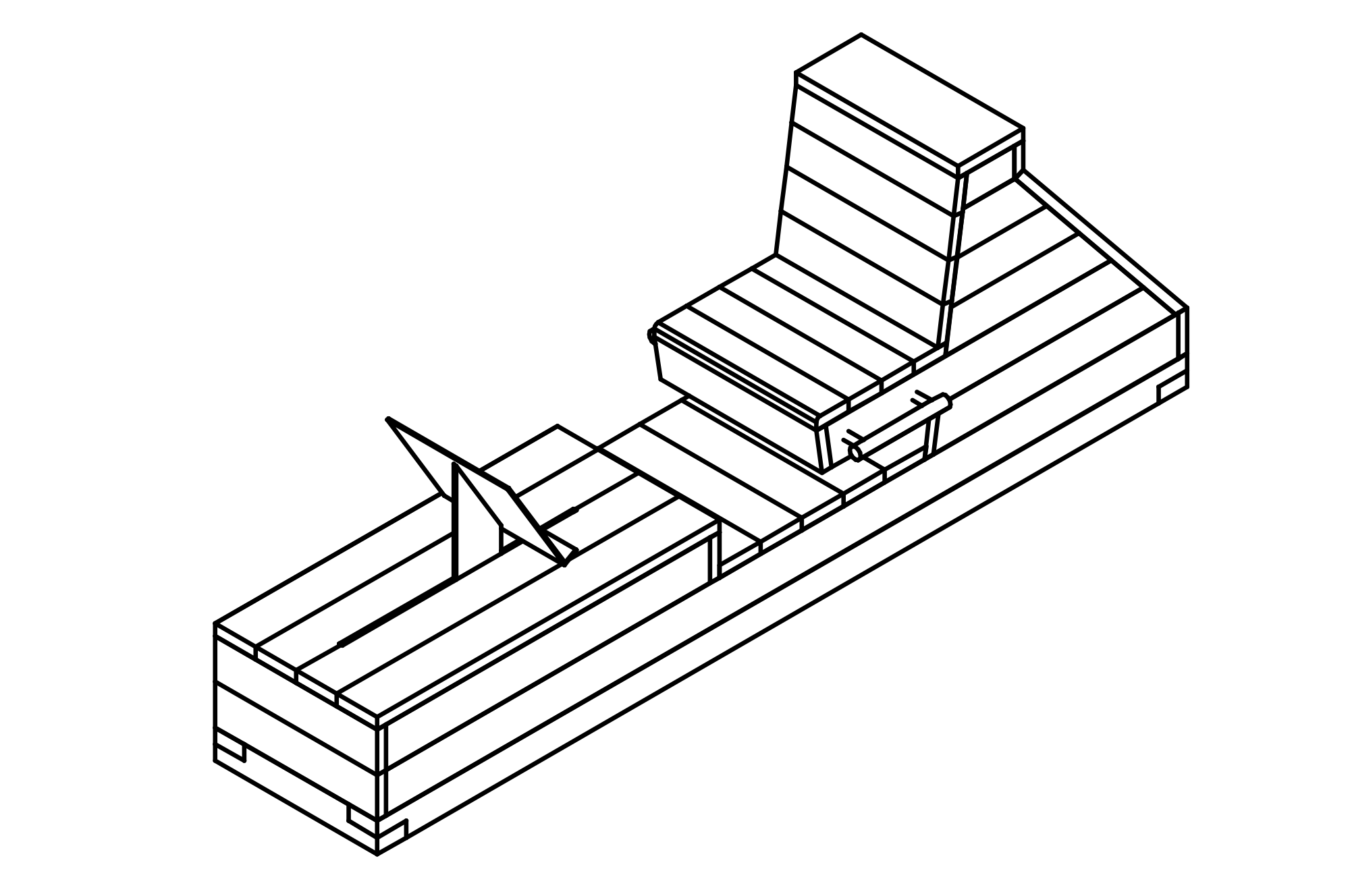 Leg Press made from sawn-timbers of mountain larch