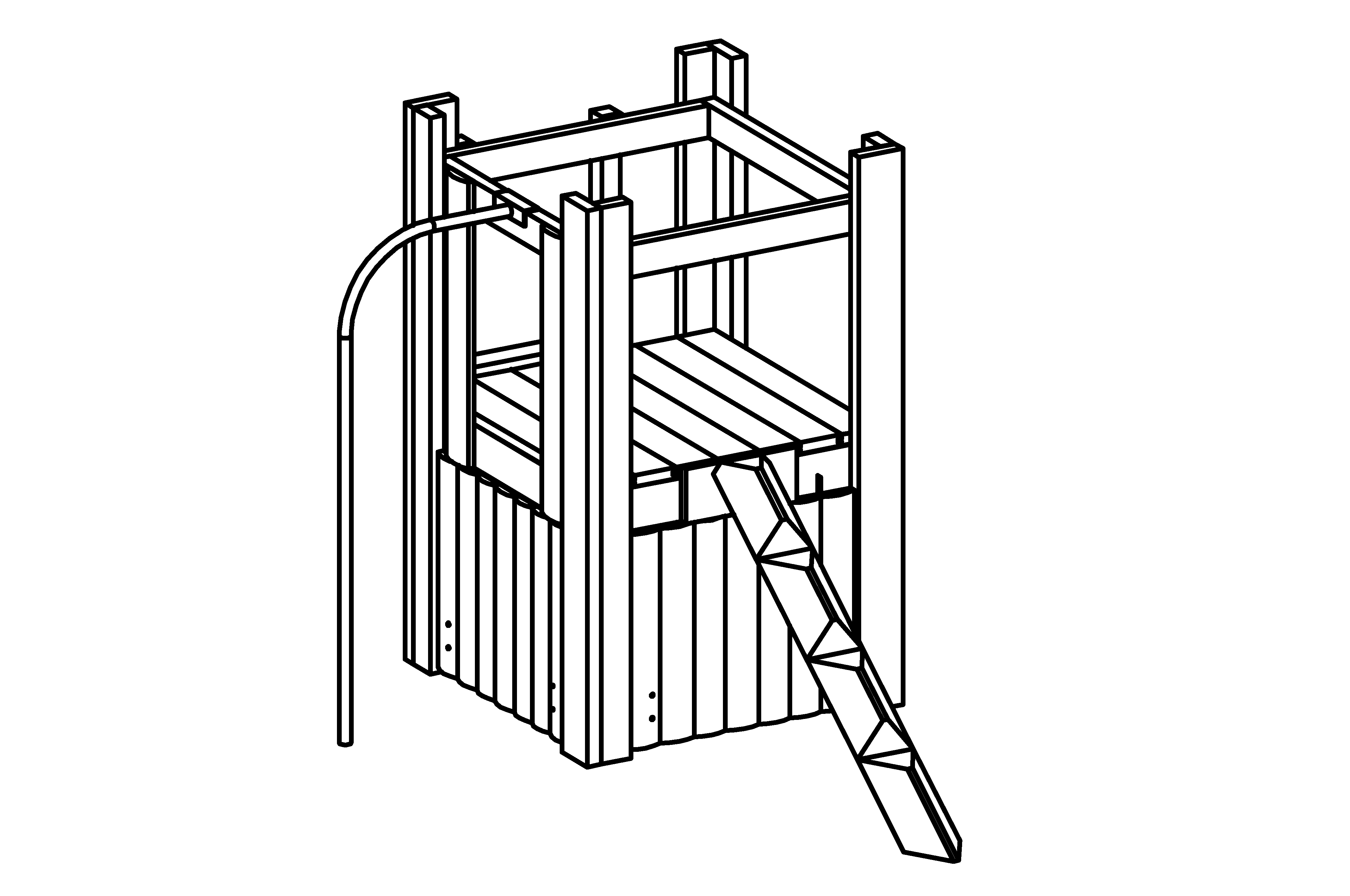 Hut Combination 210 is a small platform hut with steel feet