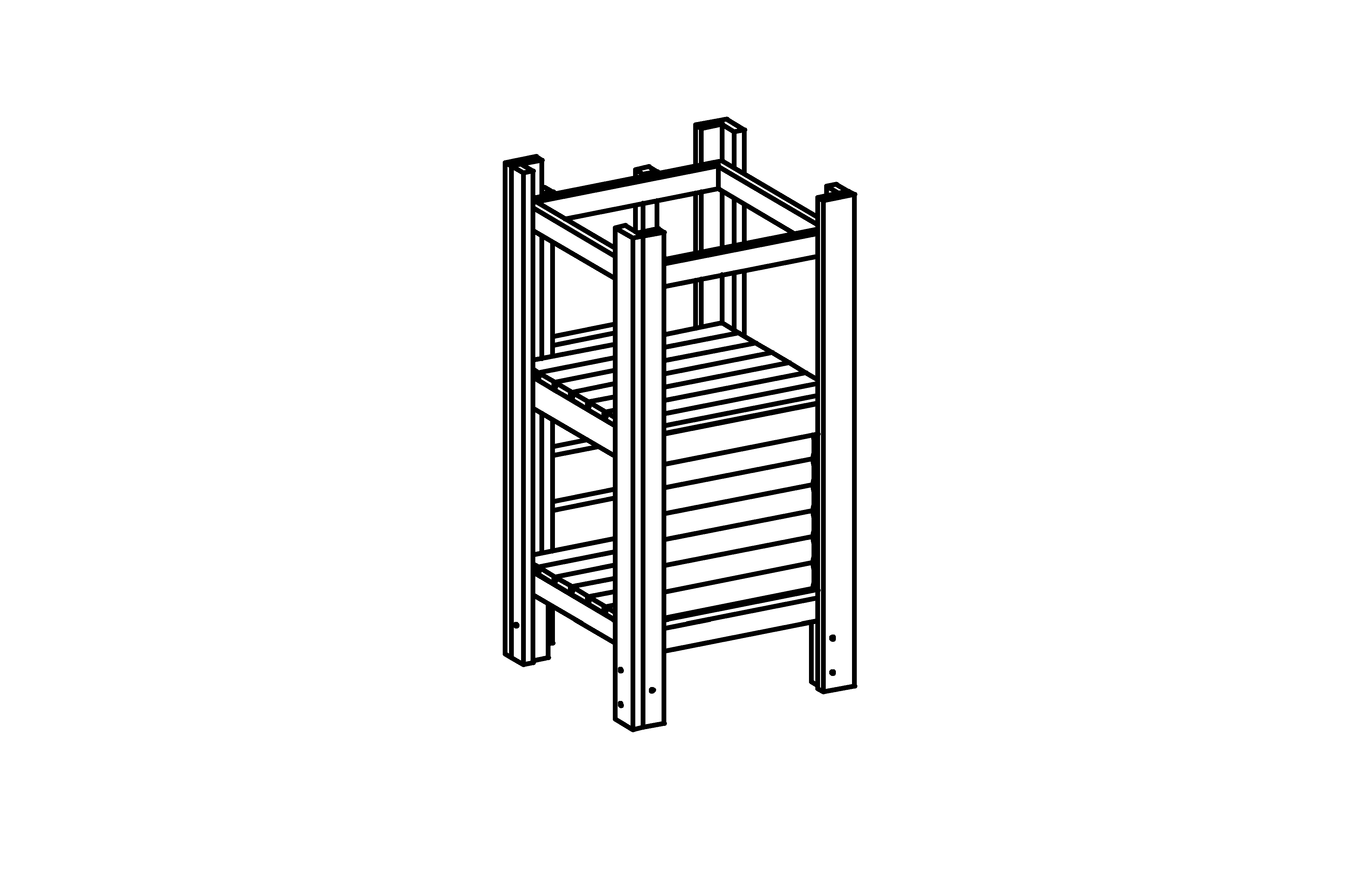 Platform Hut with ladder has equipment made of non-impregnated mountain larch