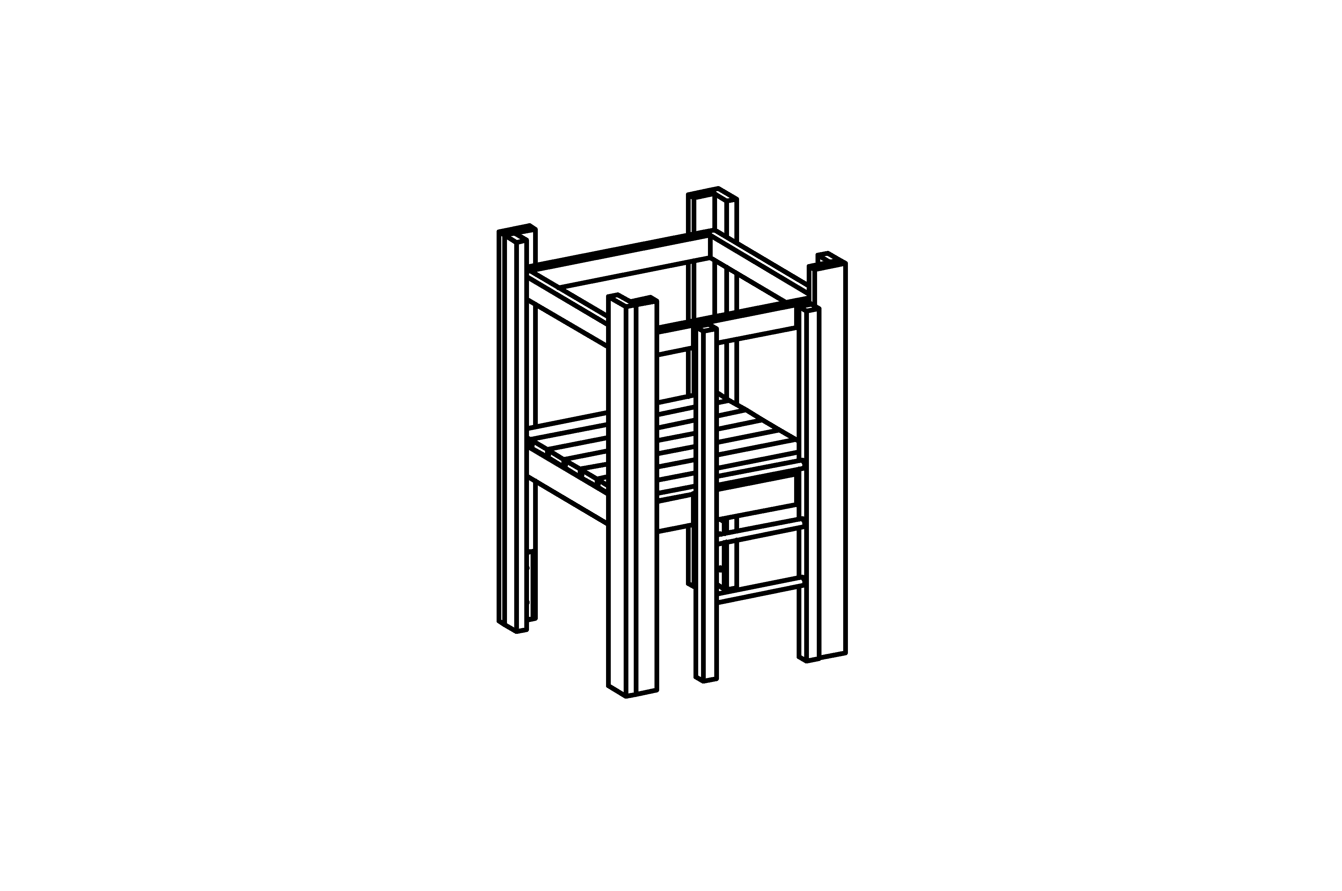 Small Platform Hut with ladder and equipment made of non-impregnated mountain larch