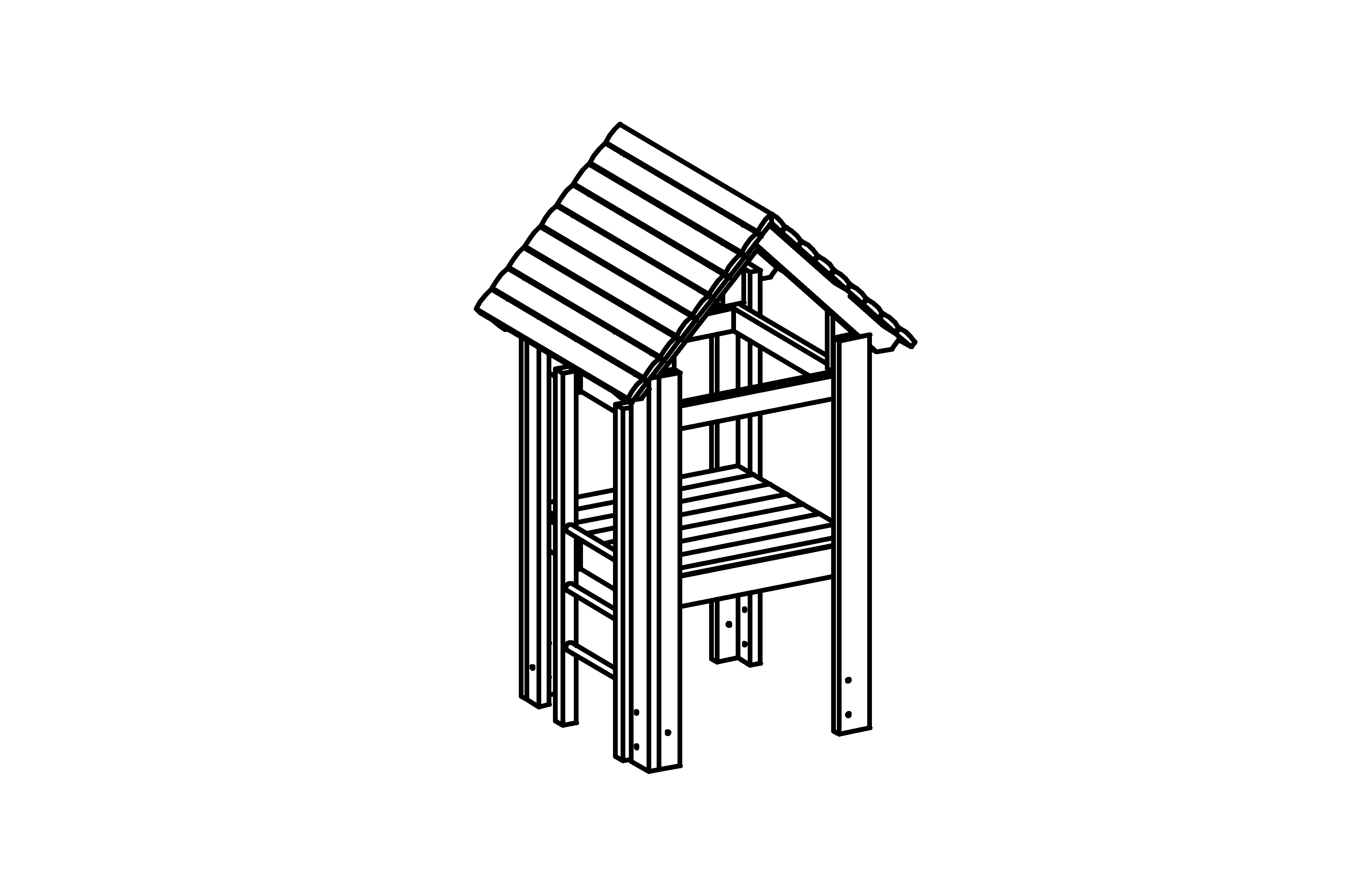 Small Platform Hut with roof and equipment made of non-impregnated mountain larch