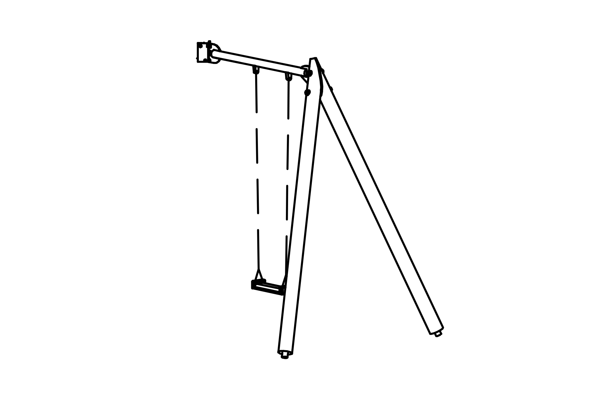 Single Swing special, height = 3 m with attachment to corner on Square Tower with roof