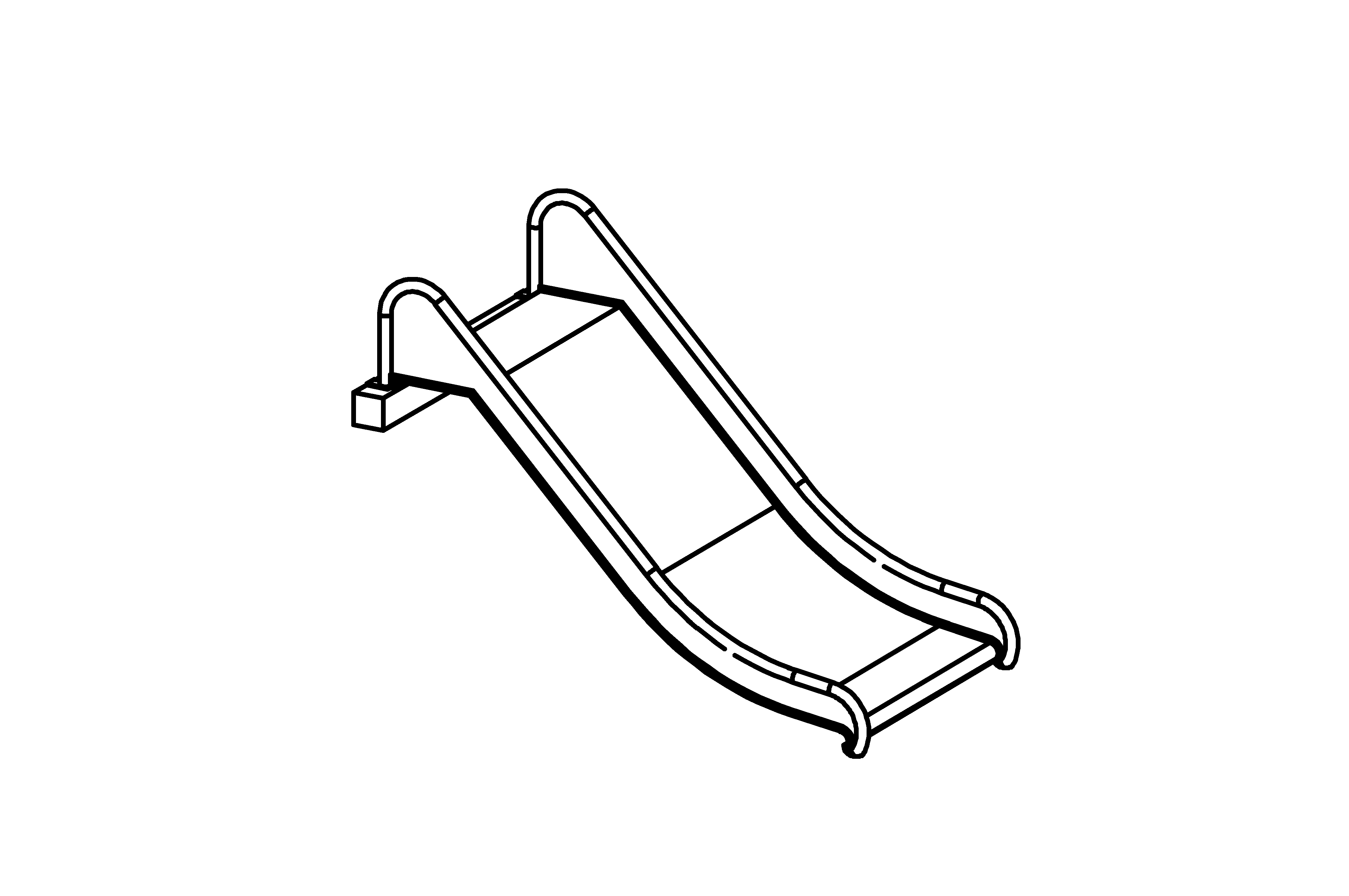 Stainless Steel Slide, width = 1 m, height = 1 m made of stainless steel.