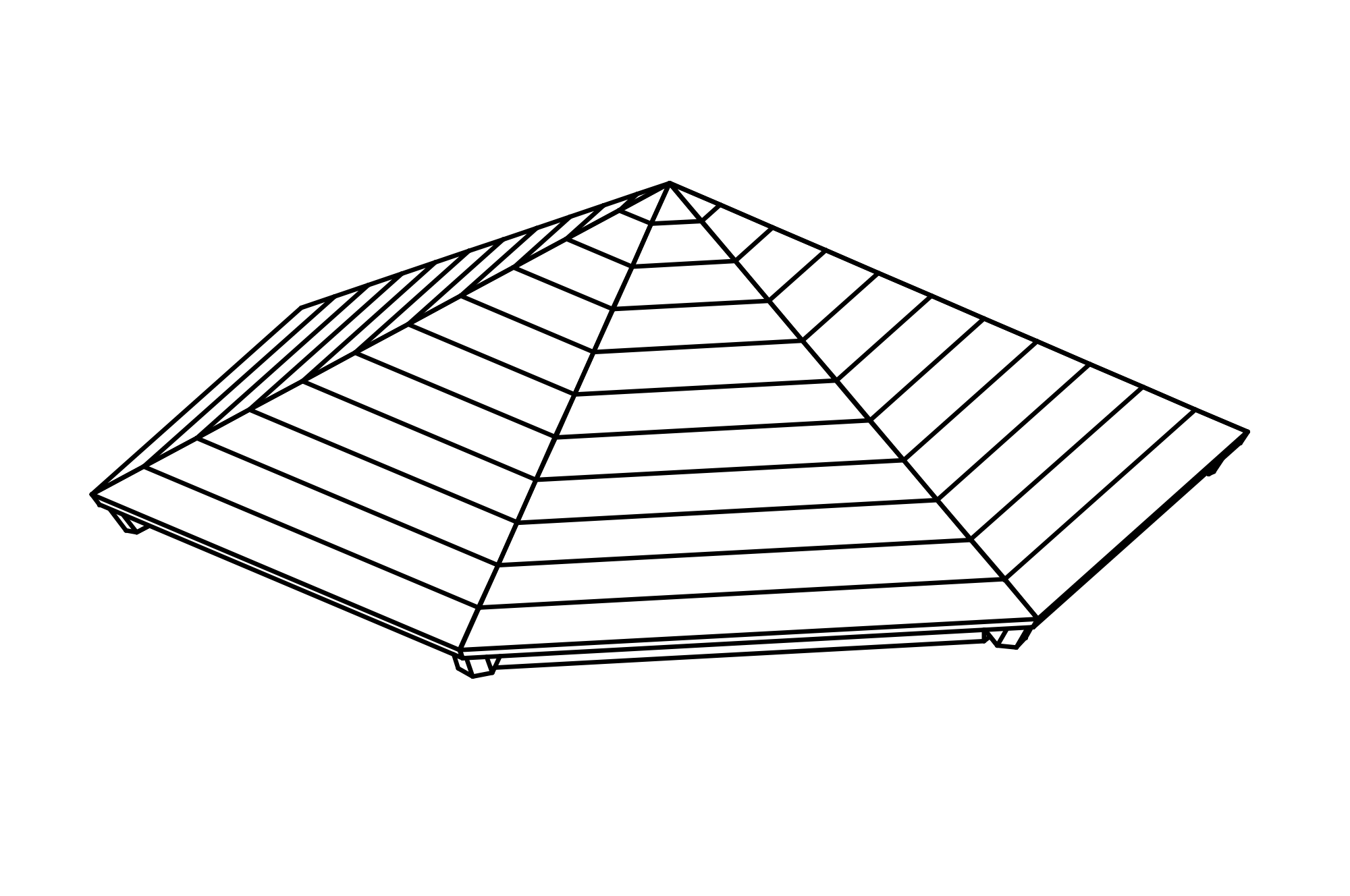 Roof for Hexagonal Platforms made of non-impregnated mountain larch