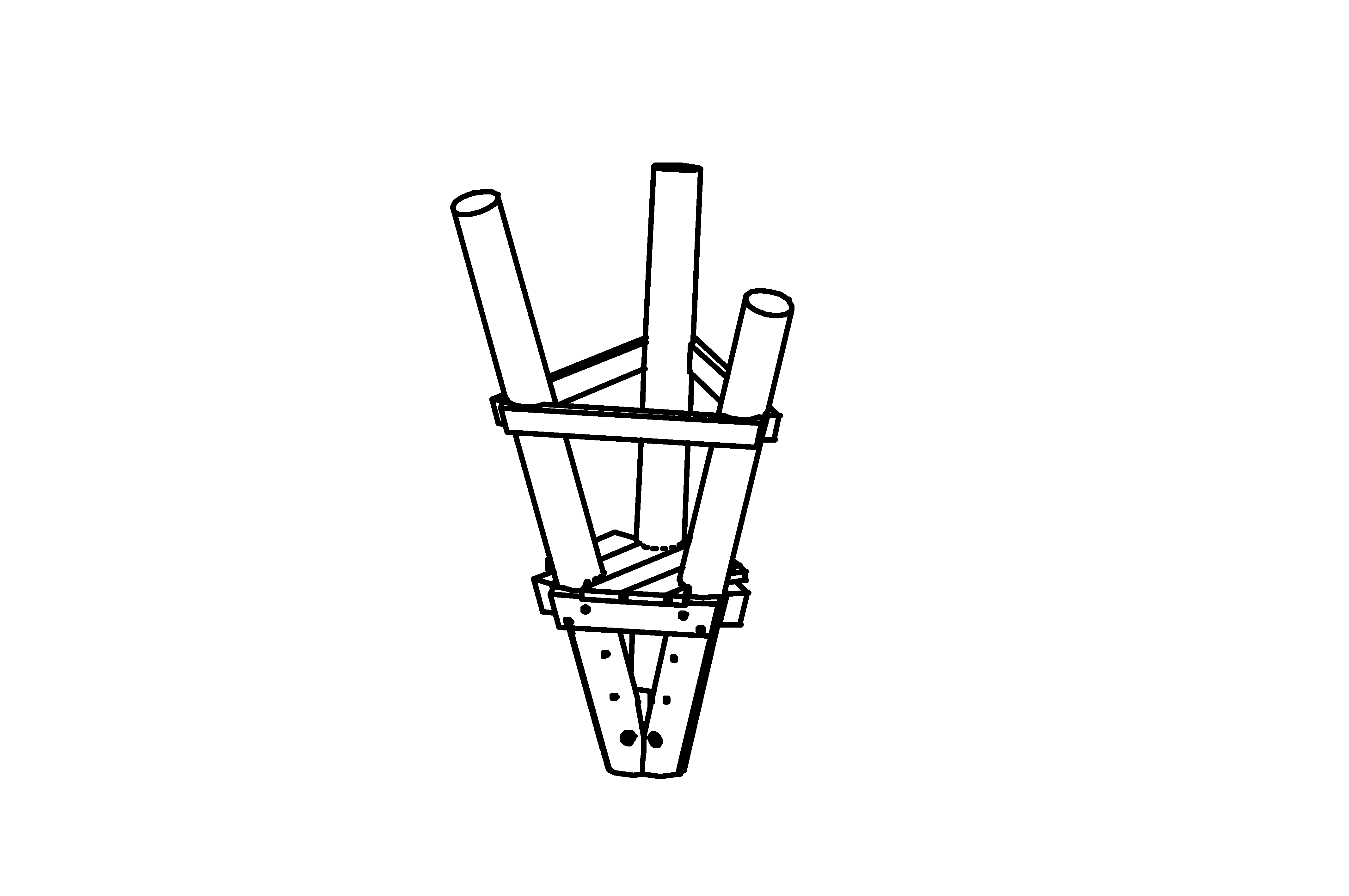 Triangular podium, height = 1.00 m