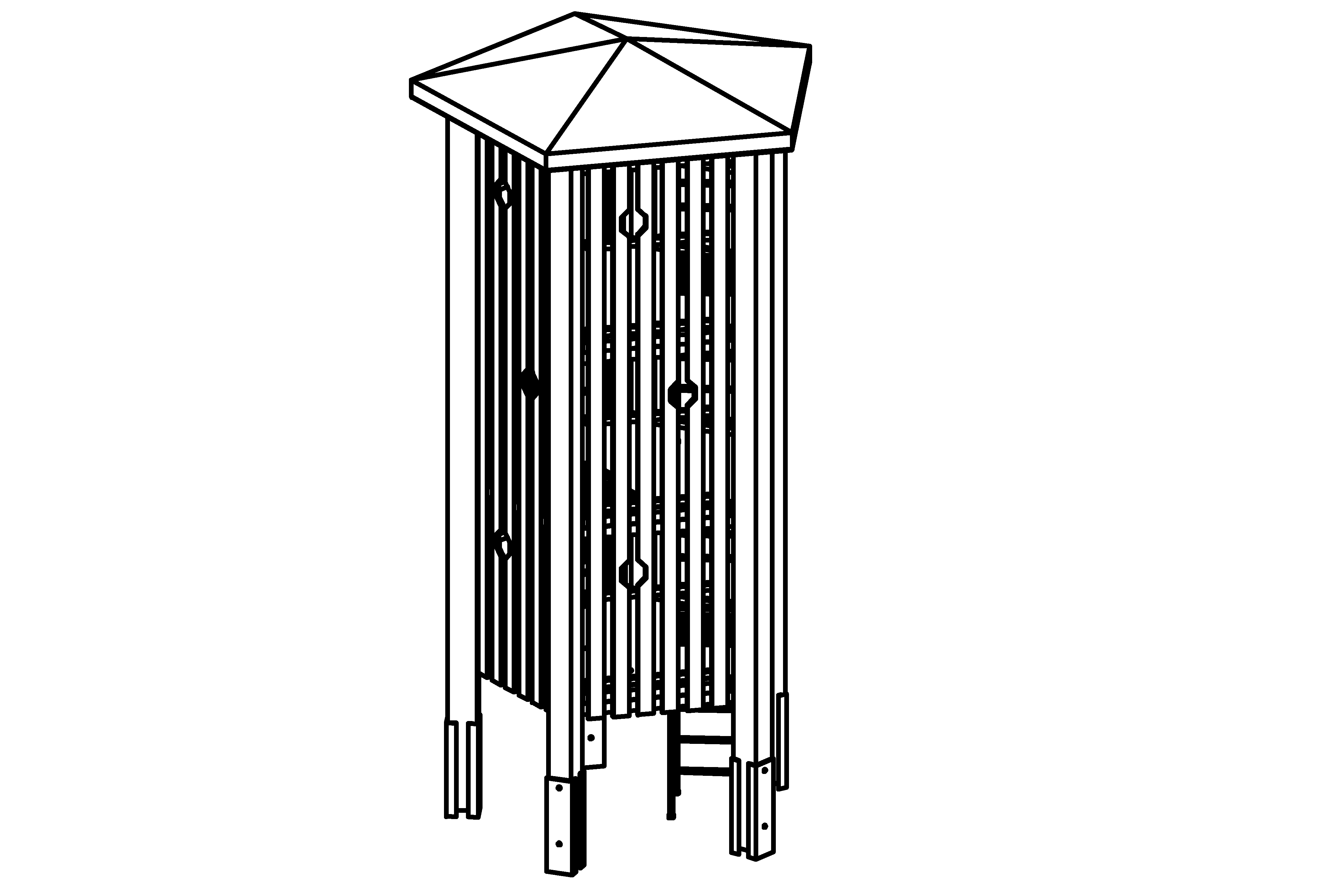 Middle Pentagonal Tower, height = 6,70 m with core free sawn timbers