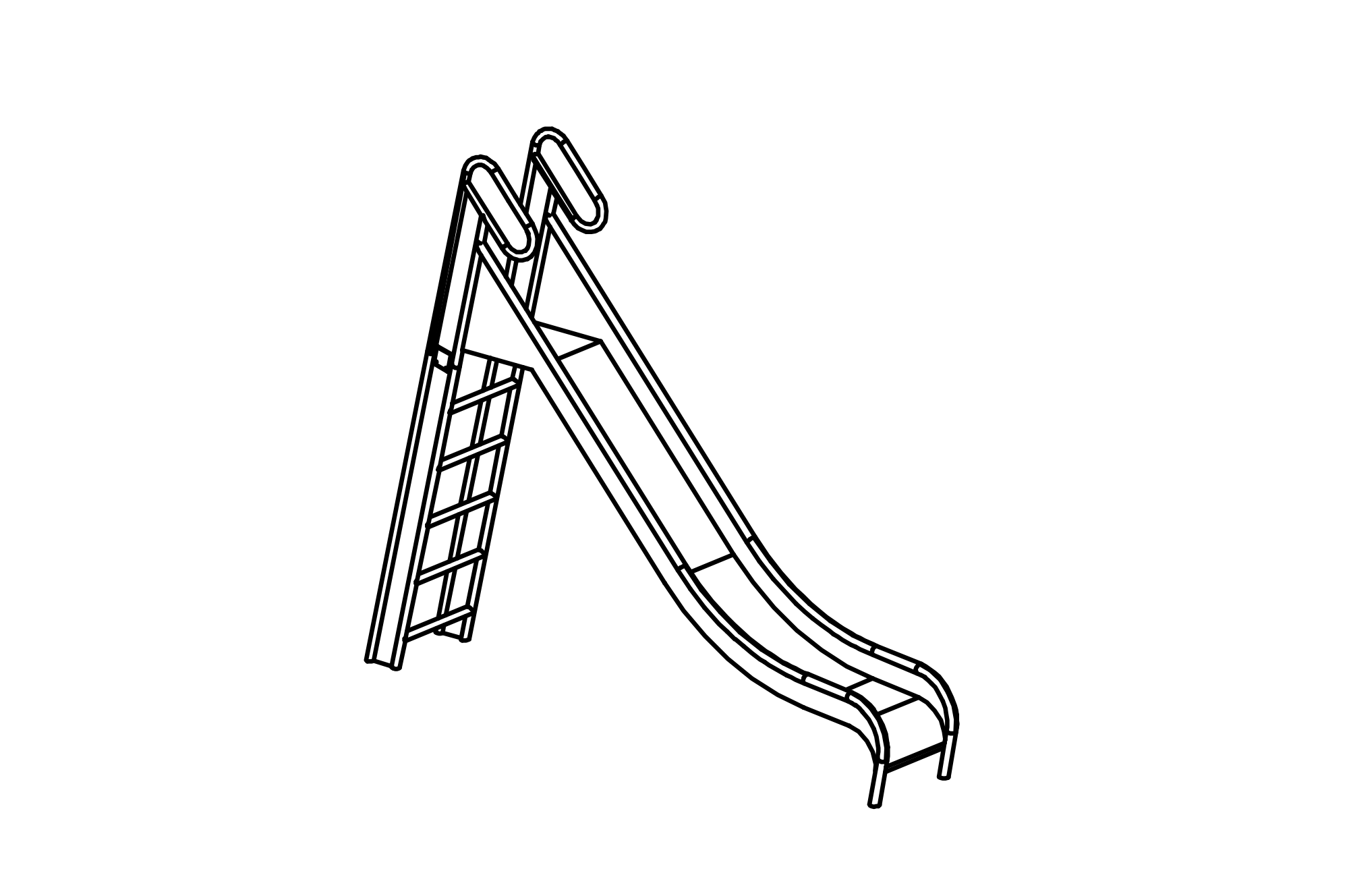 Free standing slide with height of 2 m
