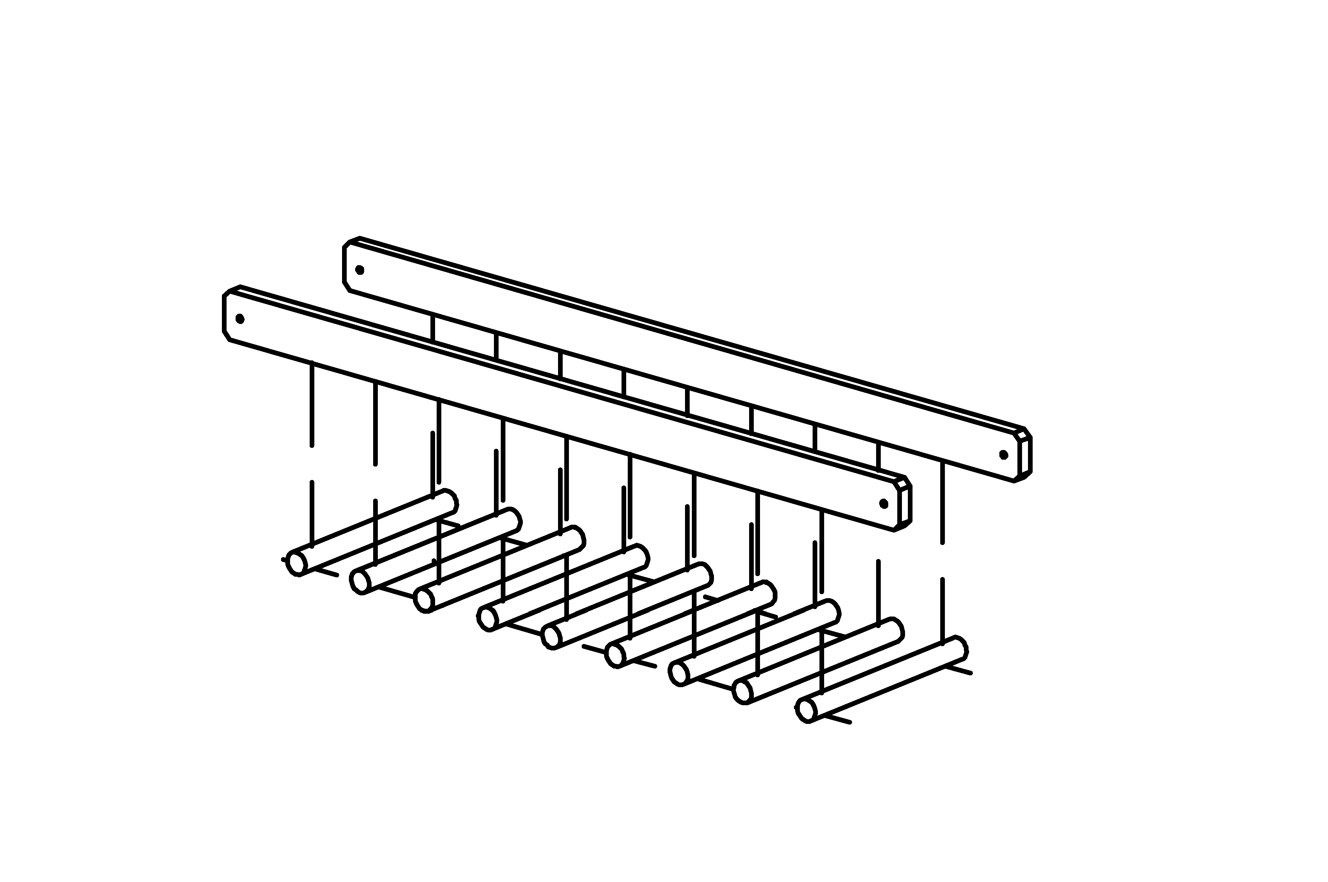 Handrails and Running Board Timbers for 4 m Walkway with equipment made of mountain larch