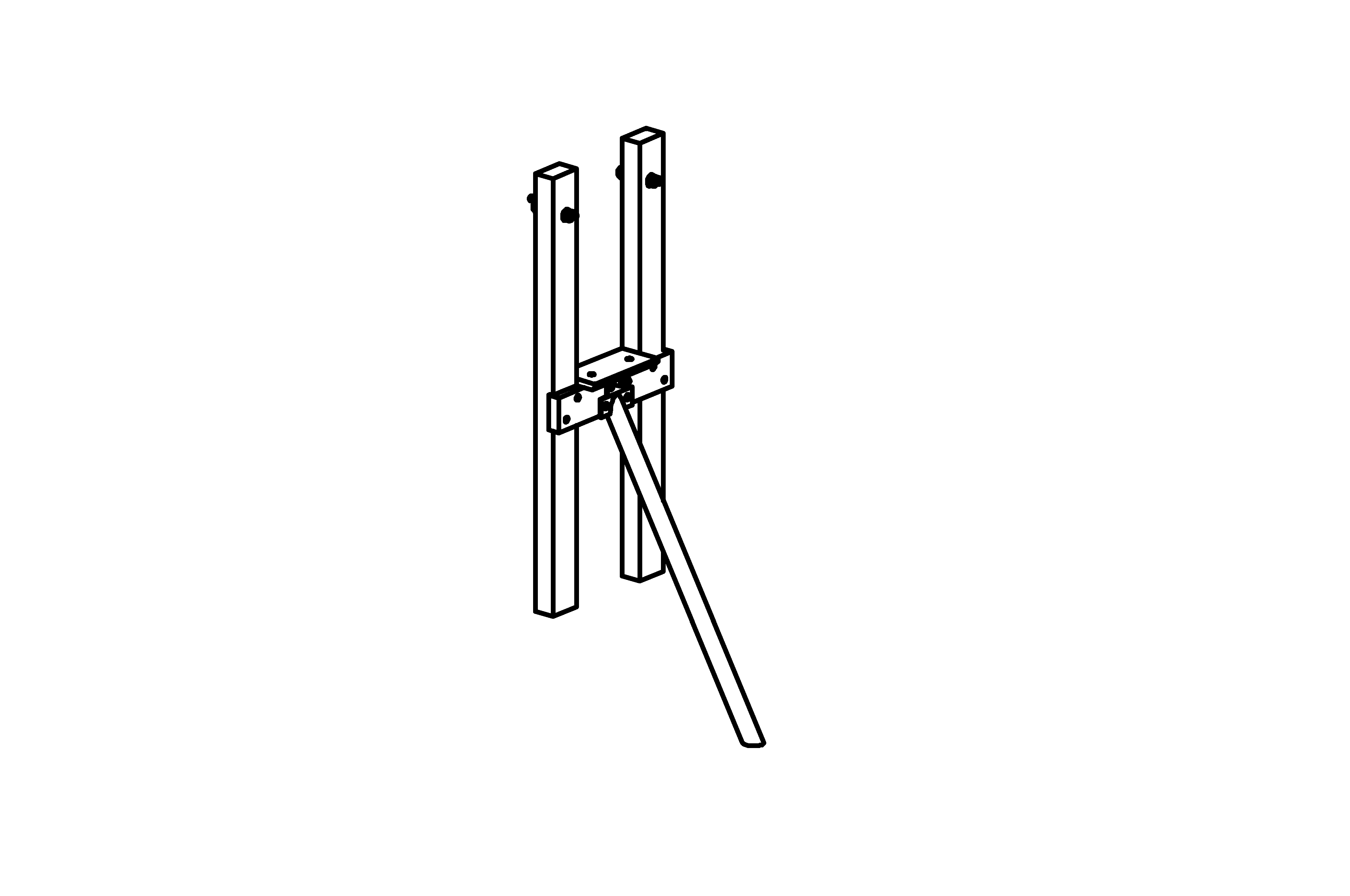 Support Frame for Platforms, height = 1.50 m with equipment made of non-impregnated mountain larch