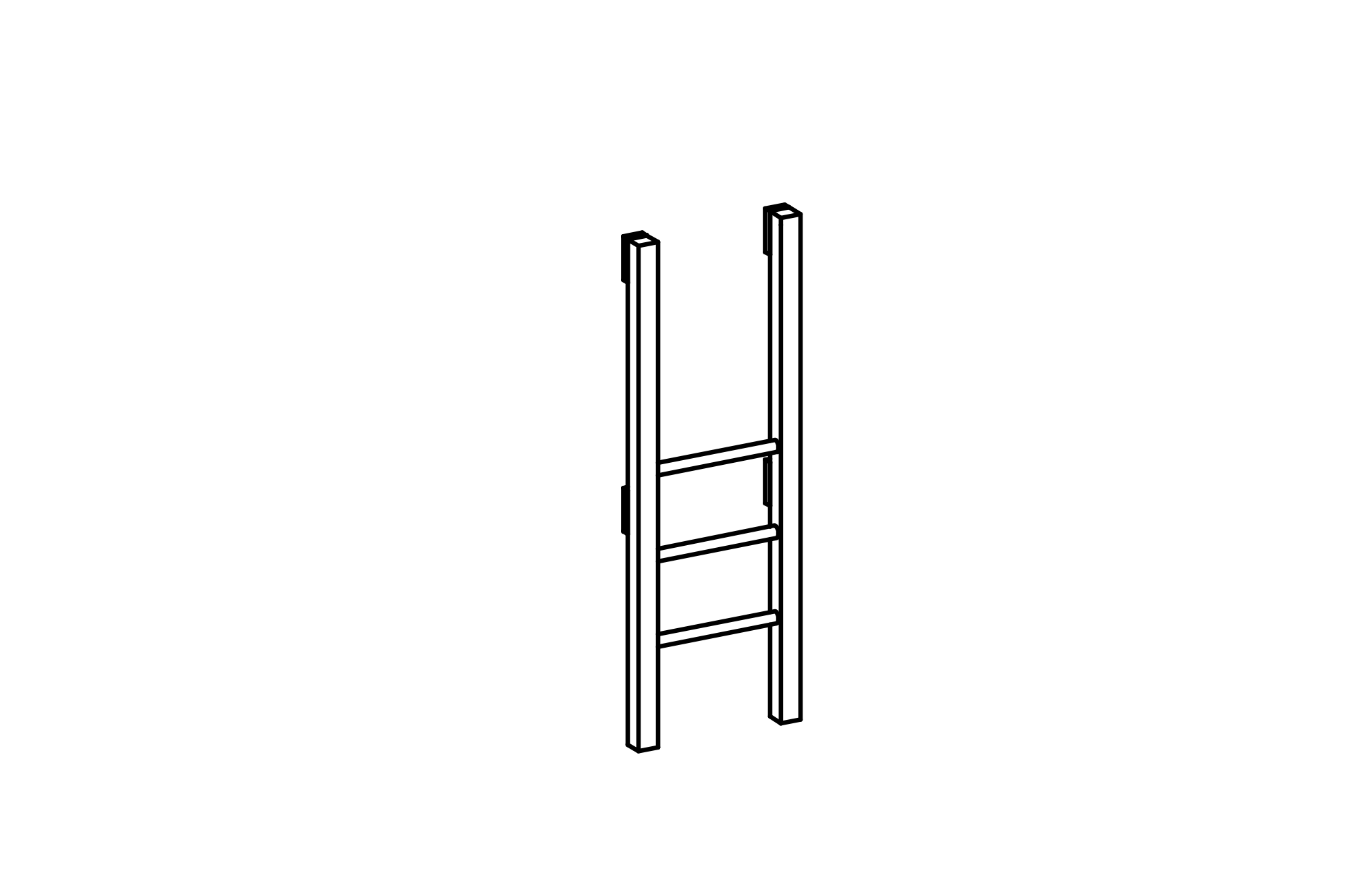 Ladder for Platforms, attachment to short side, height = 1 m with equipment made of non-impregnated mountain larch