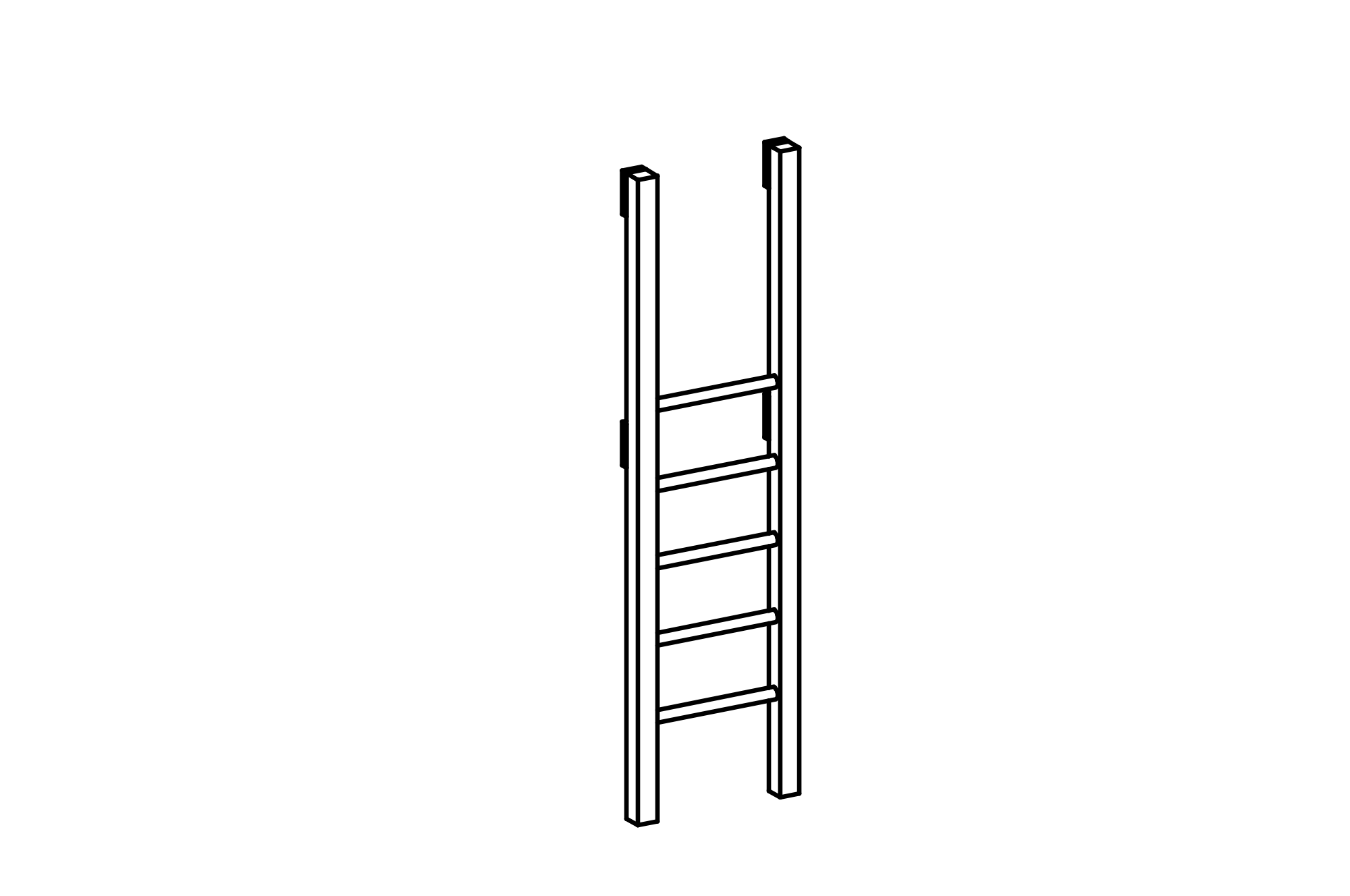 Ladder for Platforms, attachment to short side, height = 1.50 m Equipment made of non-impregnated mountain larch