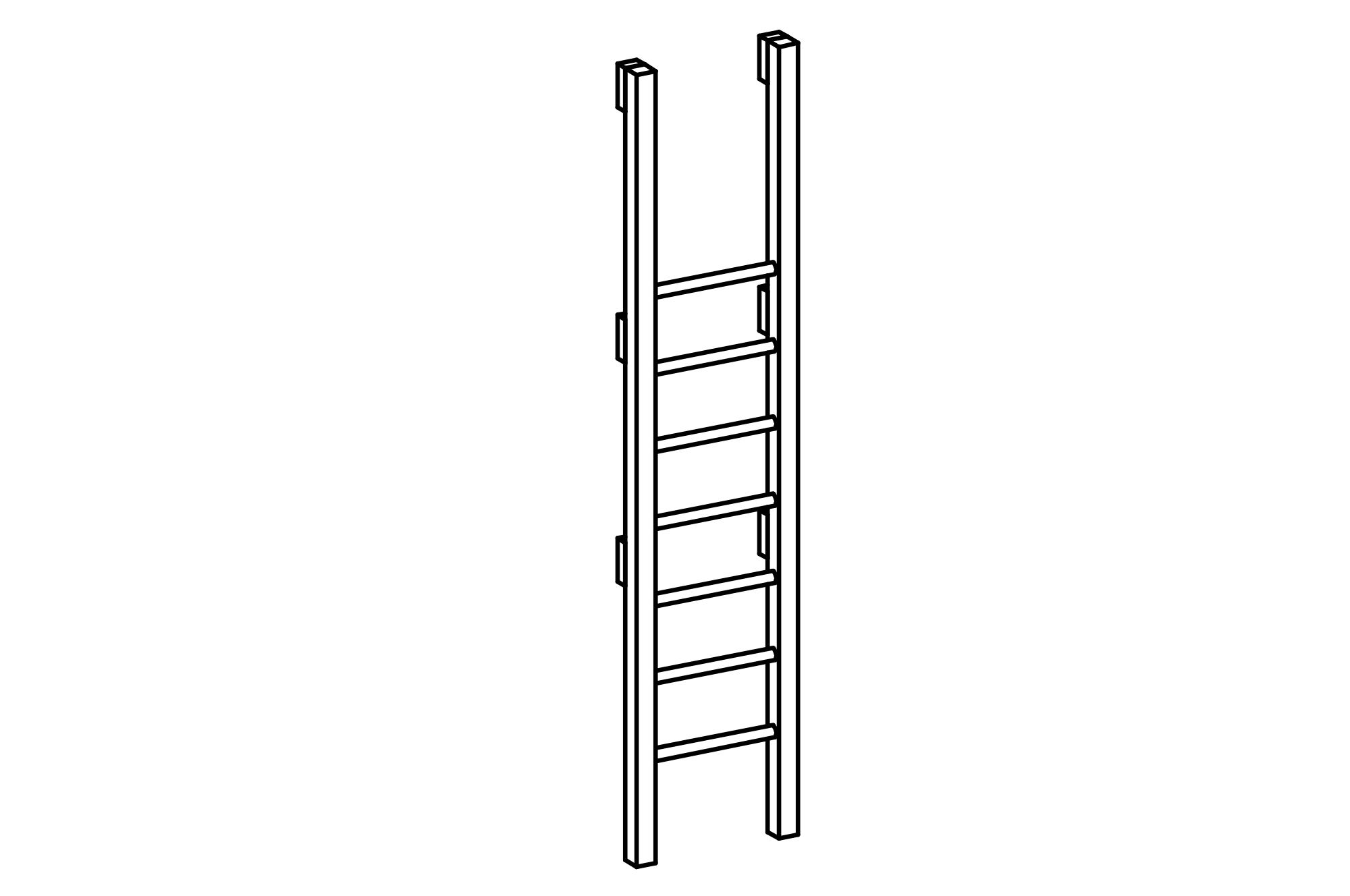 Ladder for Platforms, attachment to short side, height = 2 m with core-free sawn-timbers