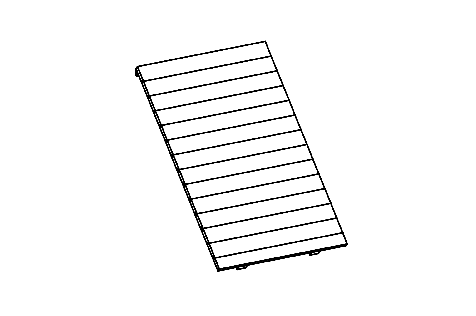 Inclined Wall for Small Square Tower, height = 1.50 m, width = 1.30 m with core-free sawn-timbers