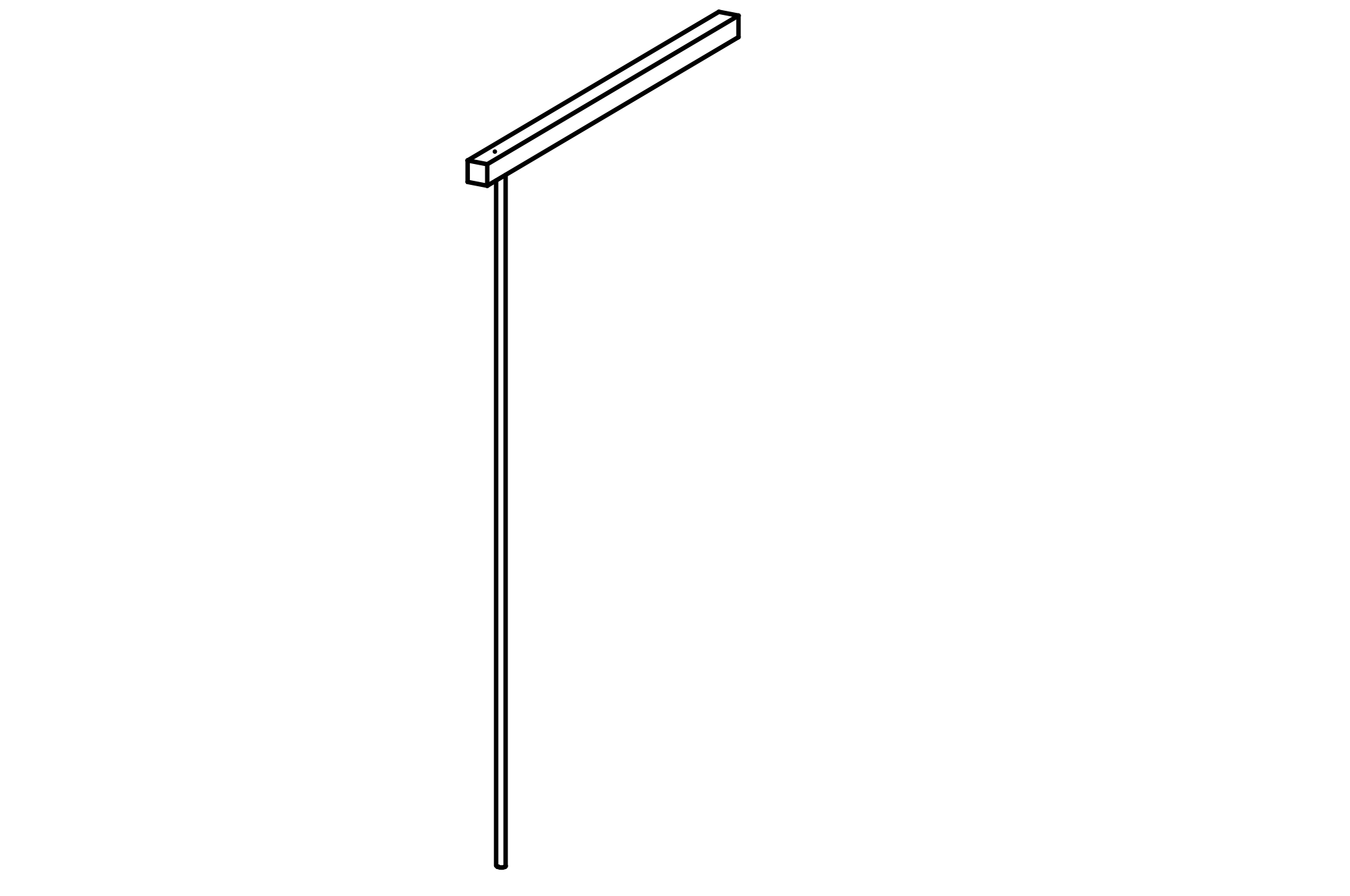 Straight Firemen's Pole with beam, stainless steel with core-free sawn-timbers