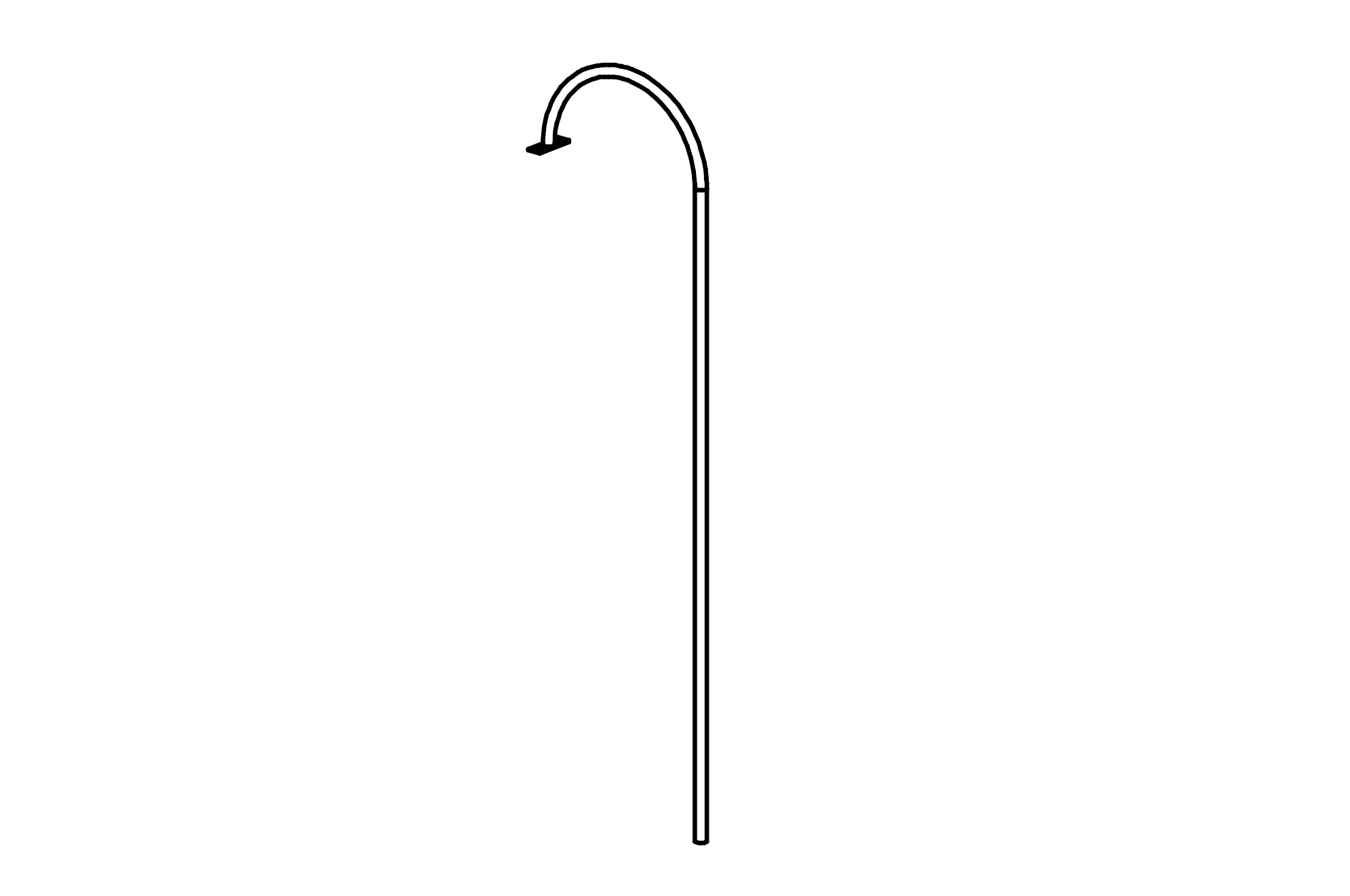 Bent Fireman's Pole, stainless steel with core-free sawn-timbers