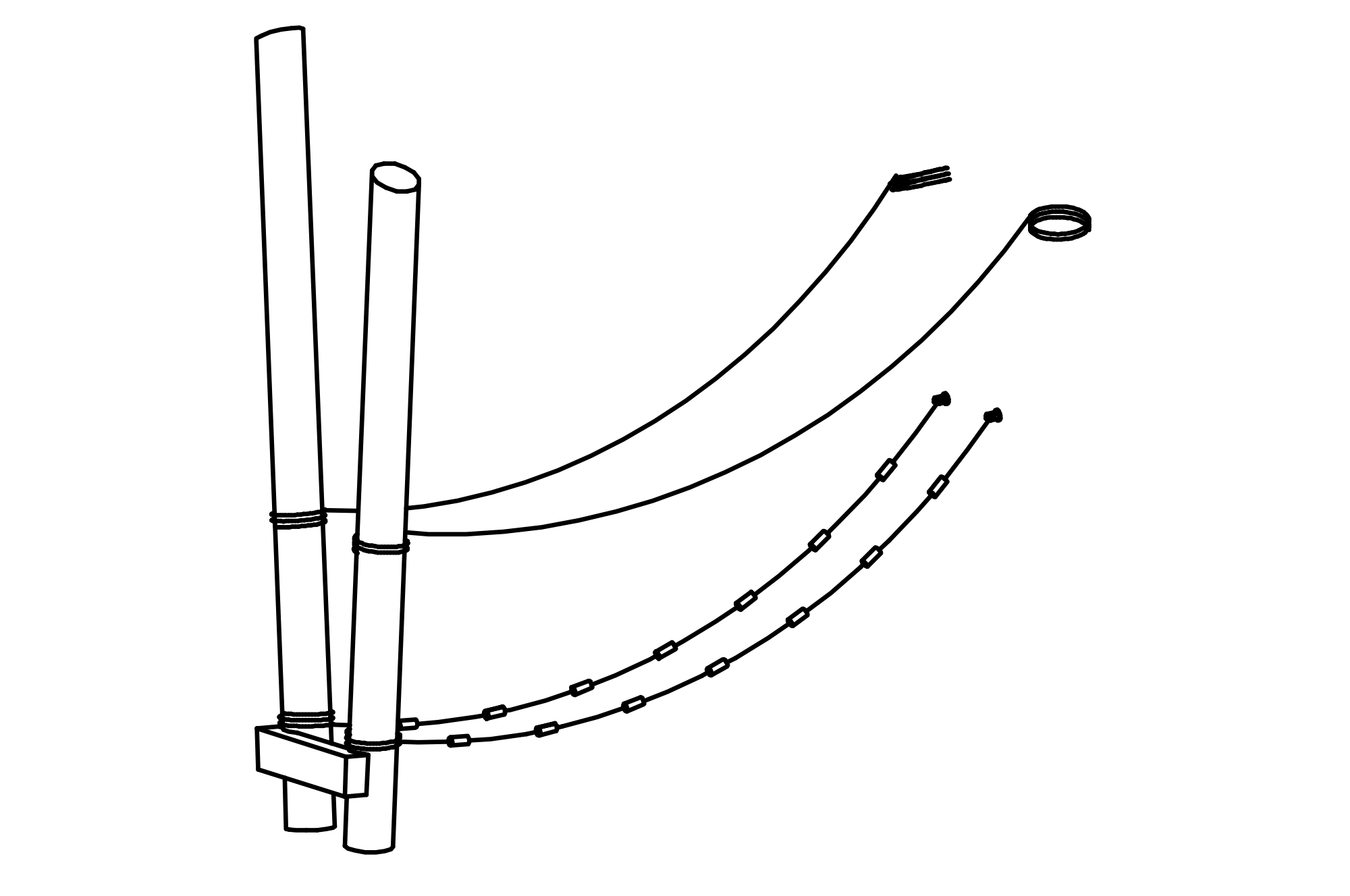 End Frame with ladder and climbing holds with palisades peeled white