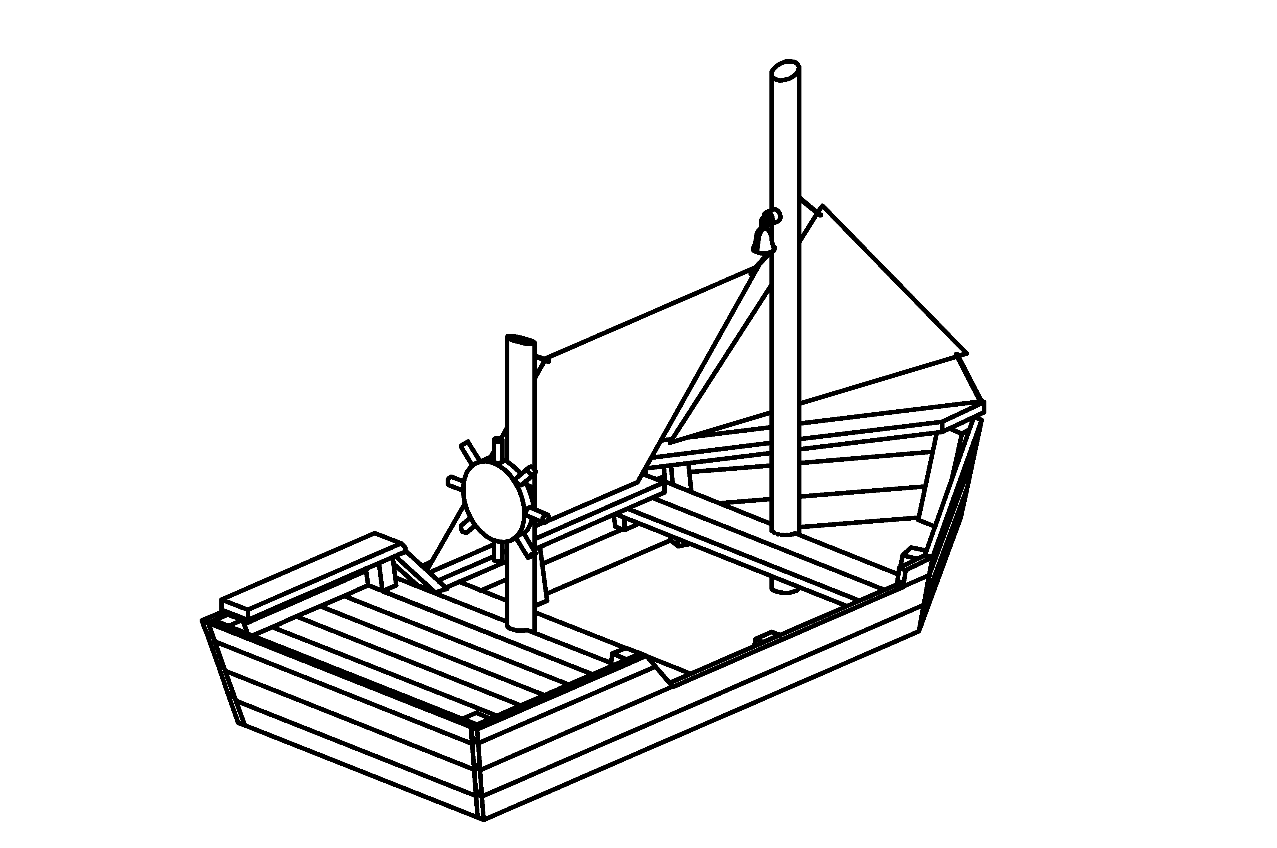 Sand Ship made of larch with steel foot with sails for supervised areas