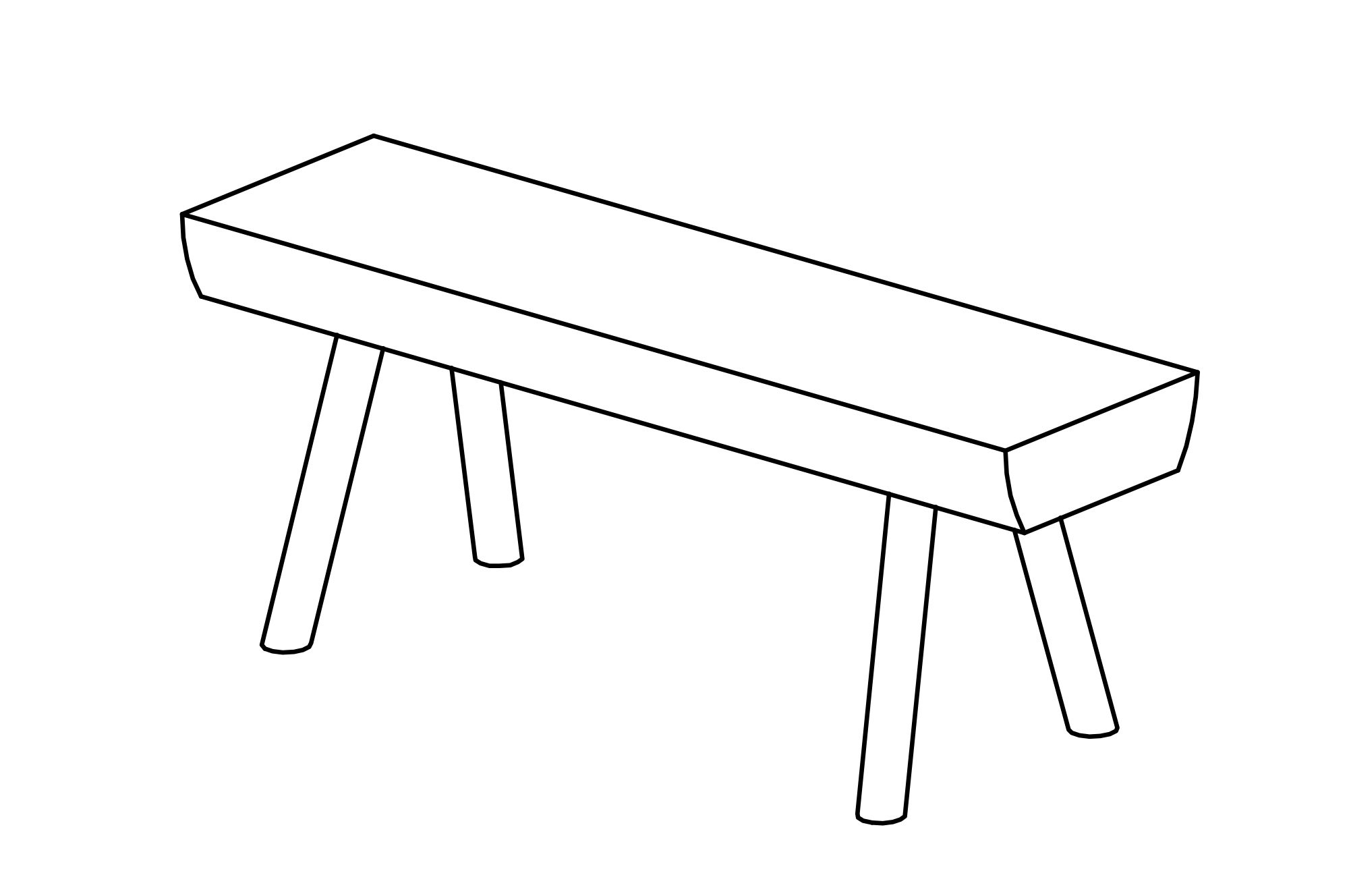 Table with equipment made of non-impregnated mountain larch