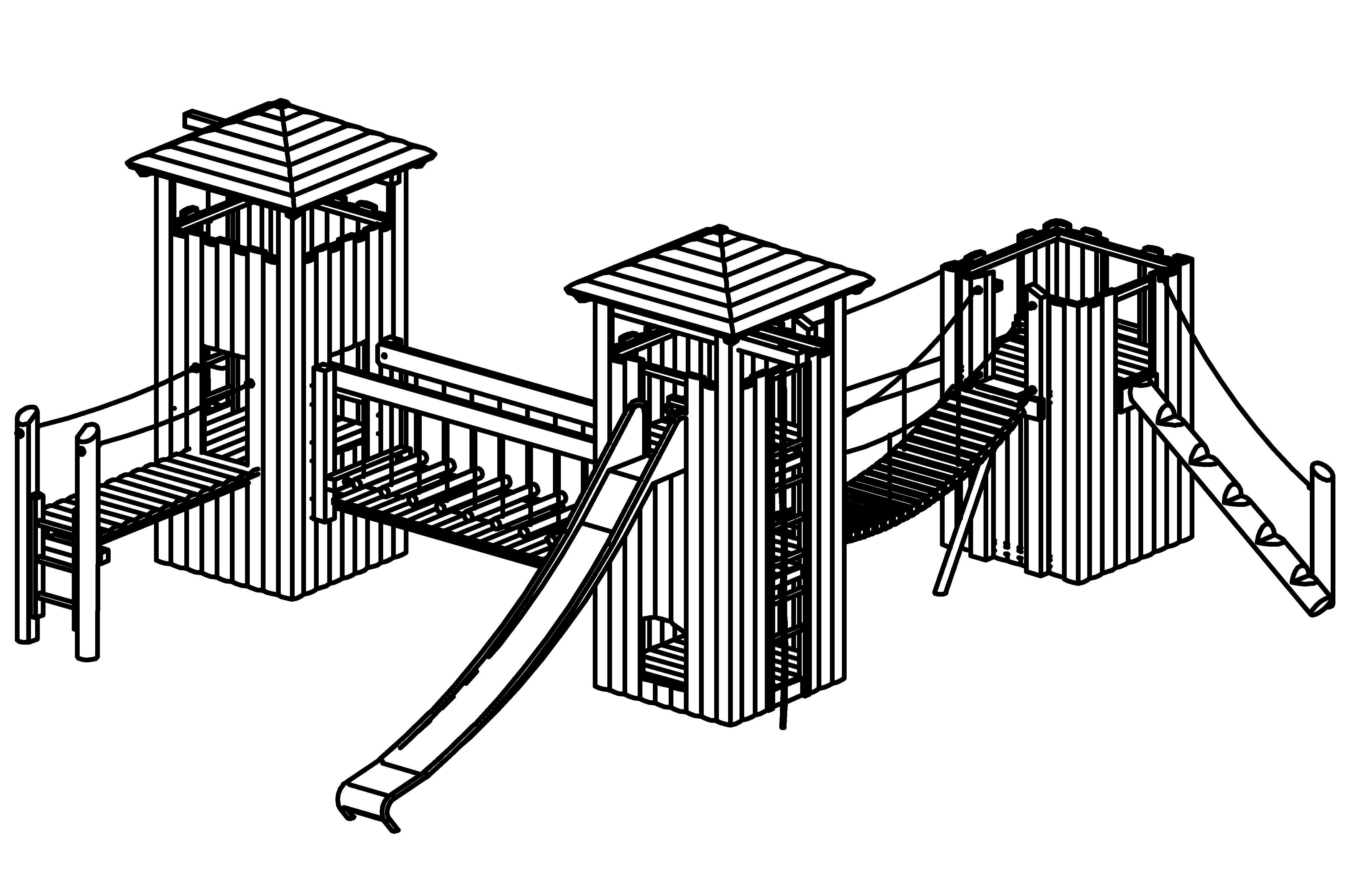 Tower Combination 54, larch with steel feet