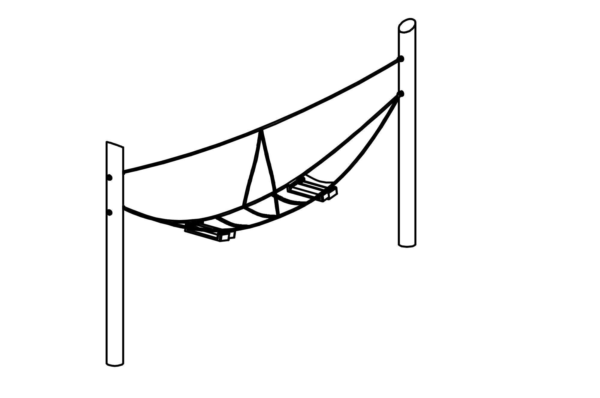Double Hammock Seat with equipment made of mountain larch