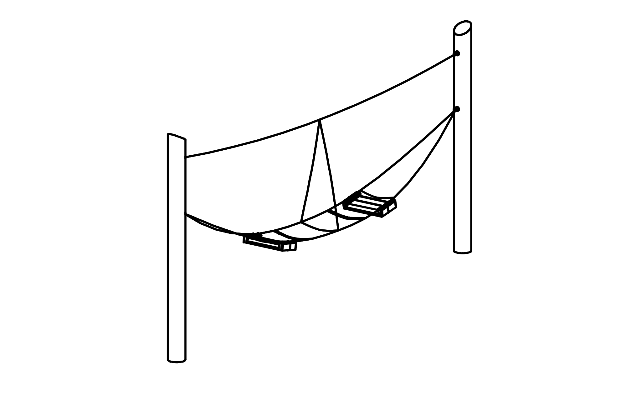 Double Hammock Seat, smaller mesh size has chains made of steel