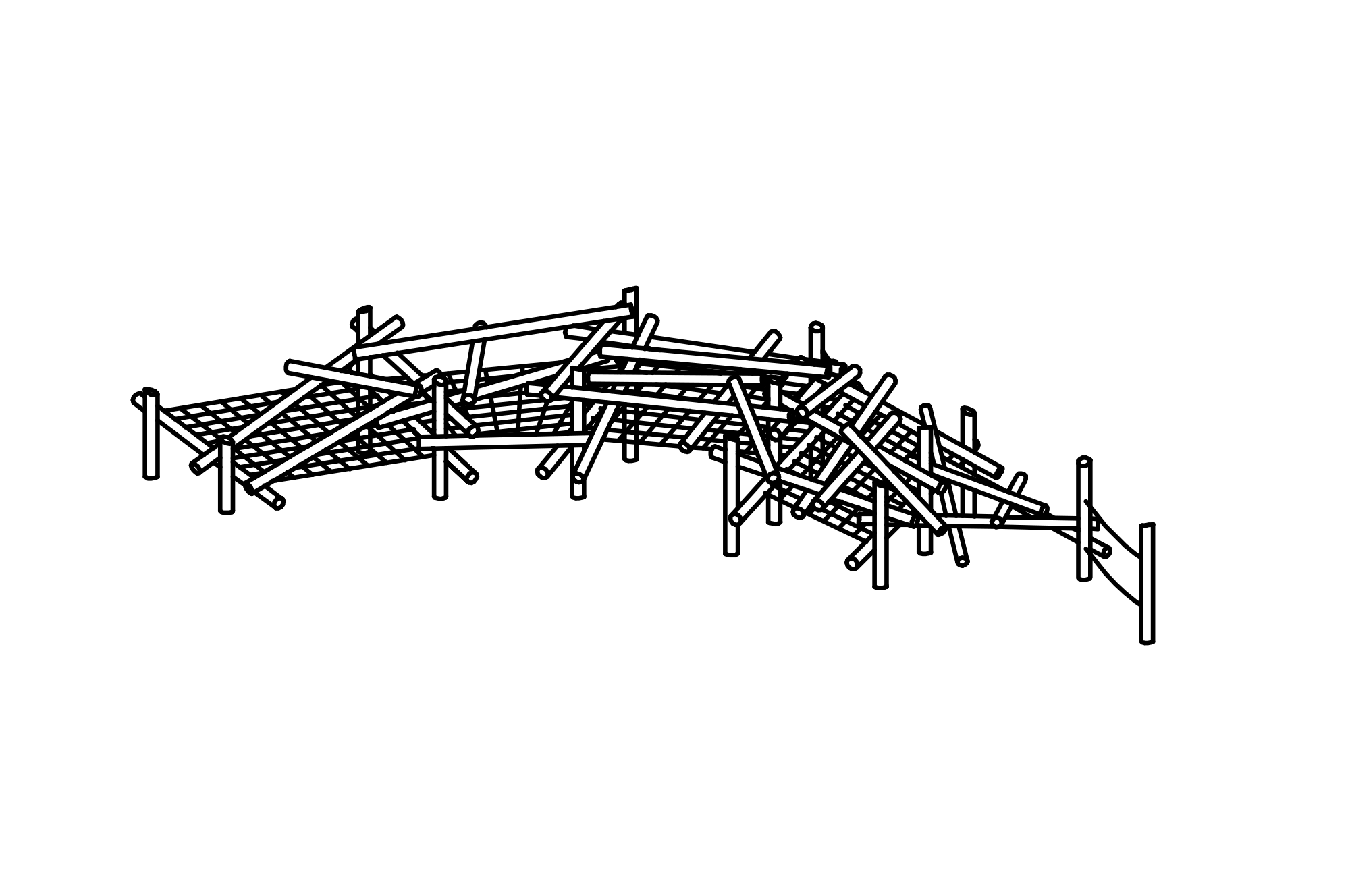 Climbing Structure 16 made of larch with posts made of robinia