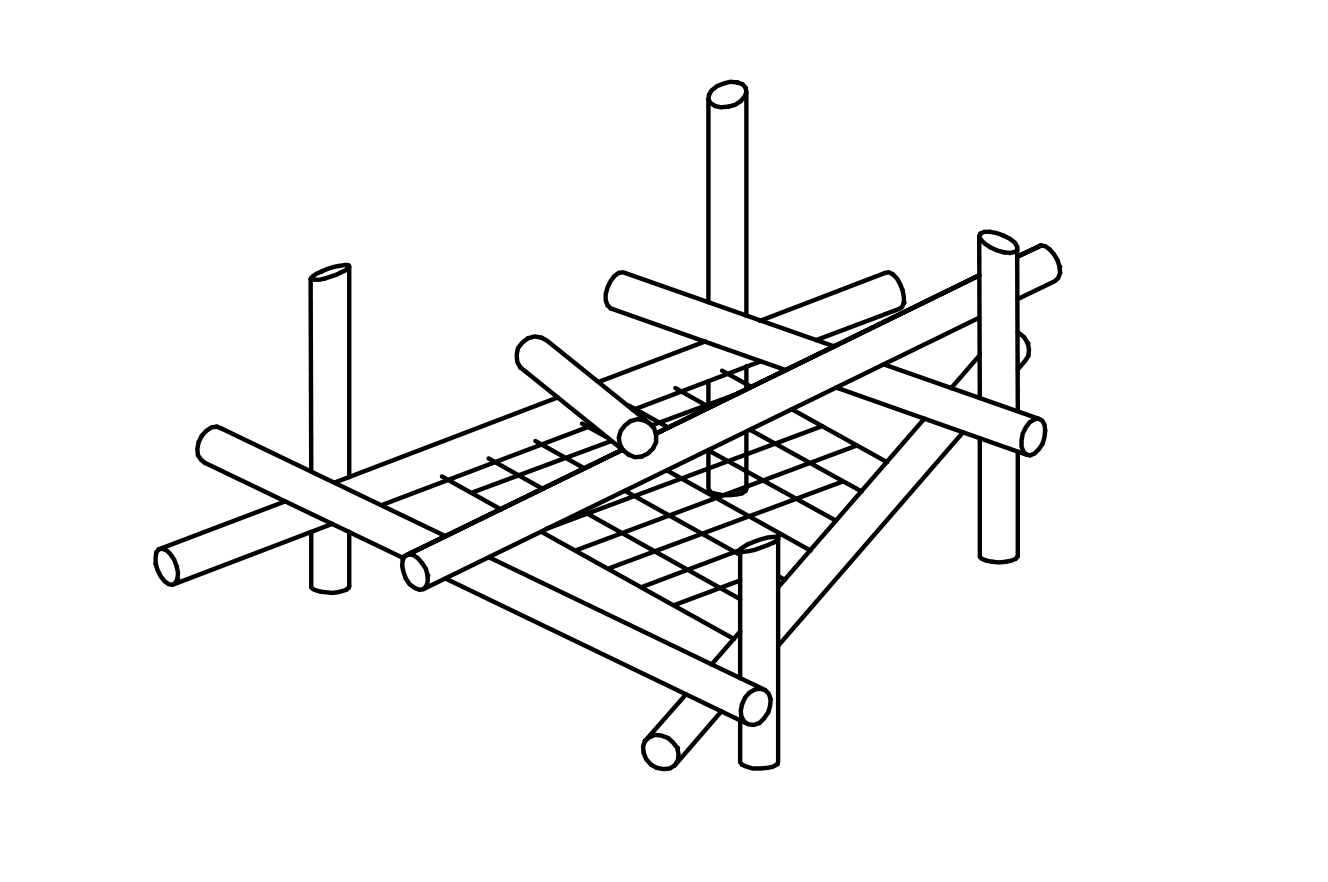 Climbing Structure 19, made of larch and chains made of steel