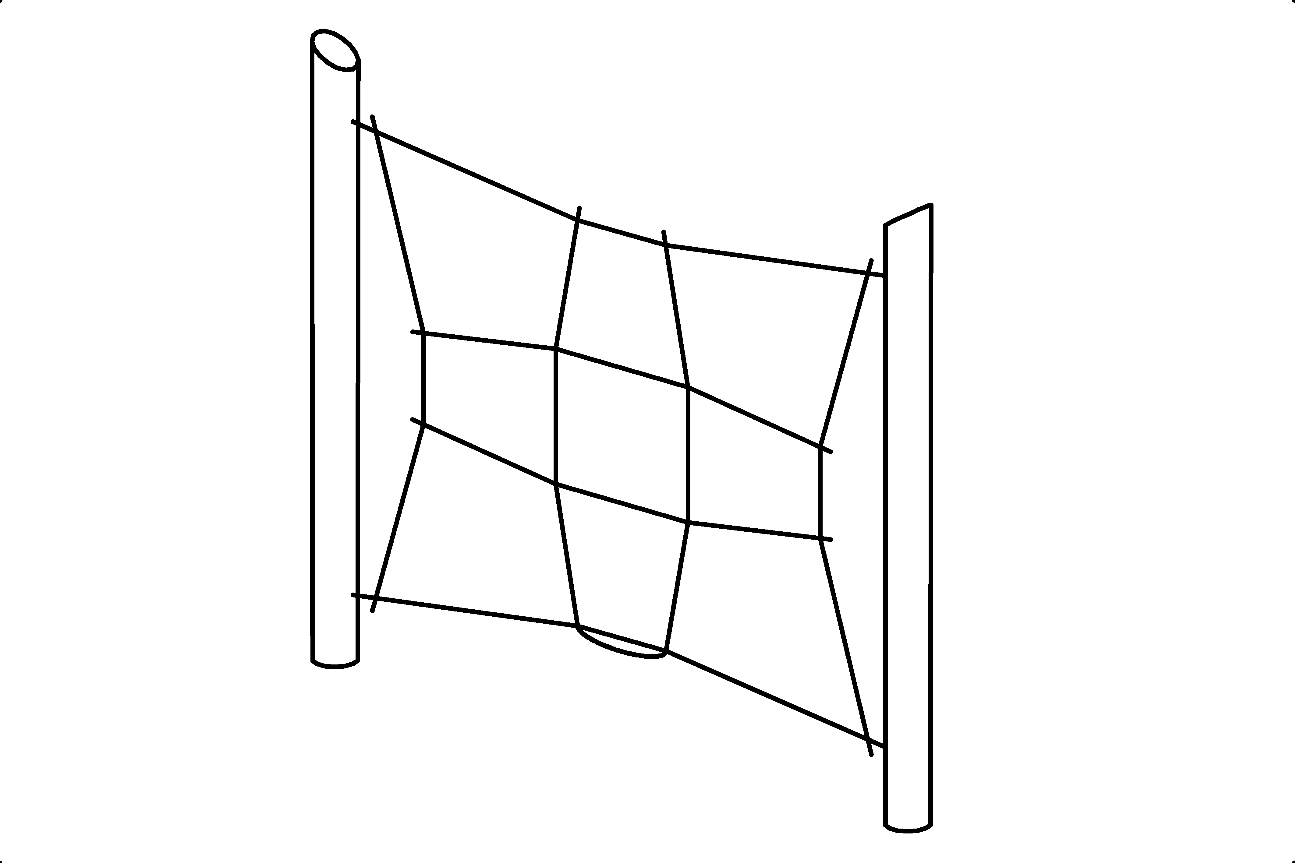 Vertical Climbing Net with equipment made of non-impregnated mountain larch