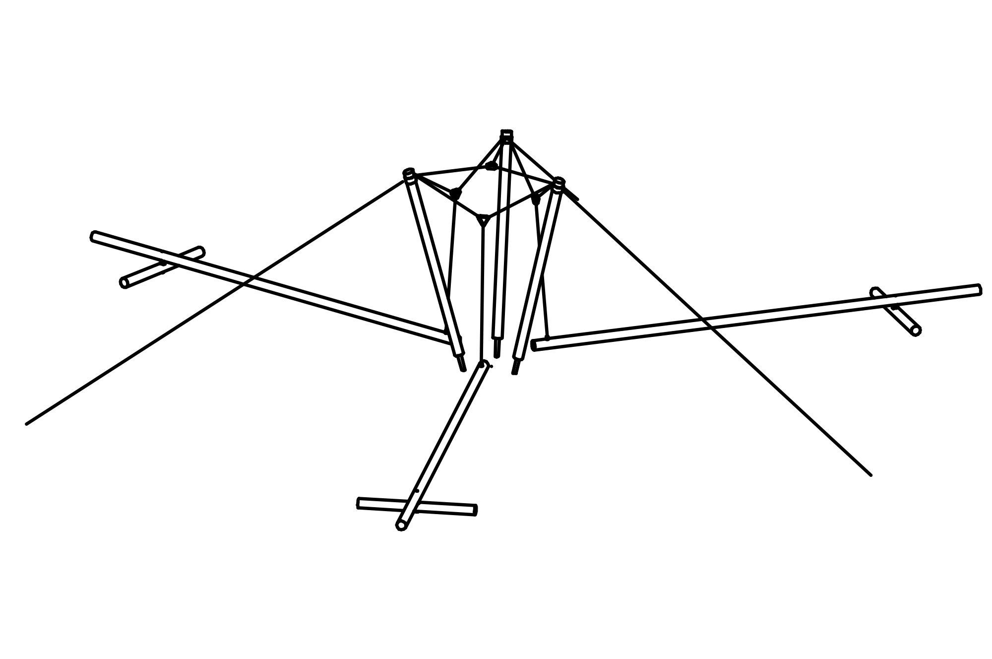 Triple Beam Swing, made of larch with equipment made of non-impregnated mountain larch