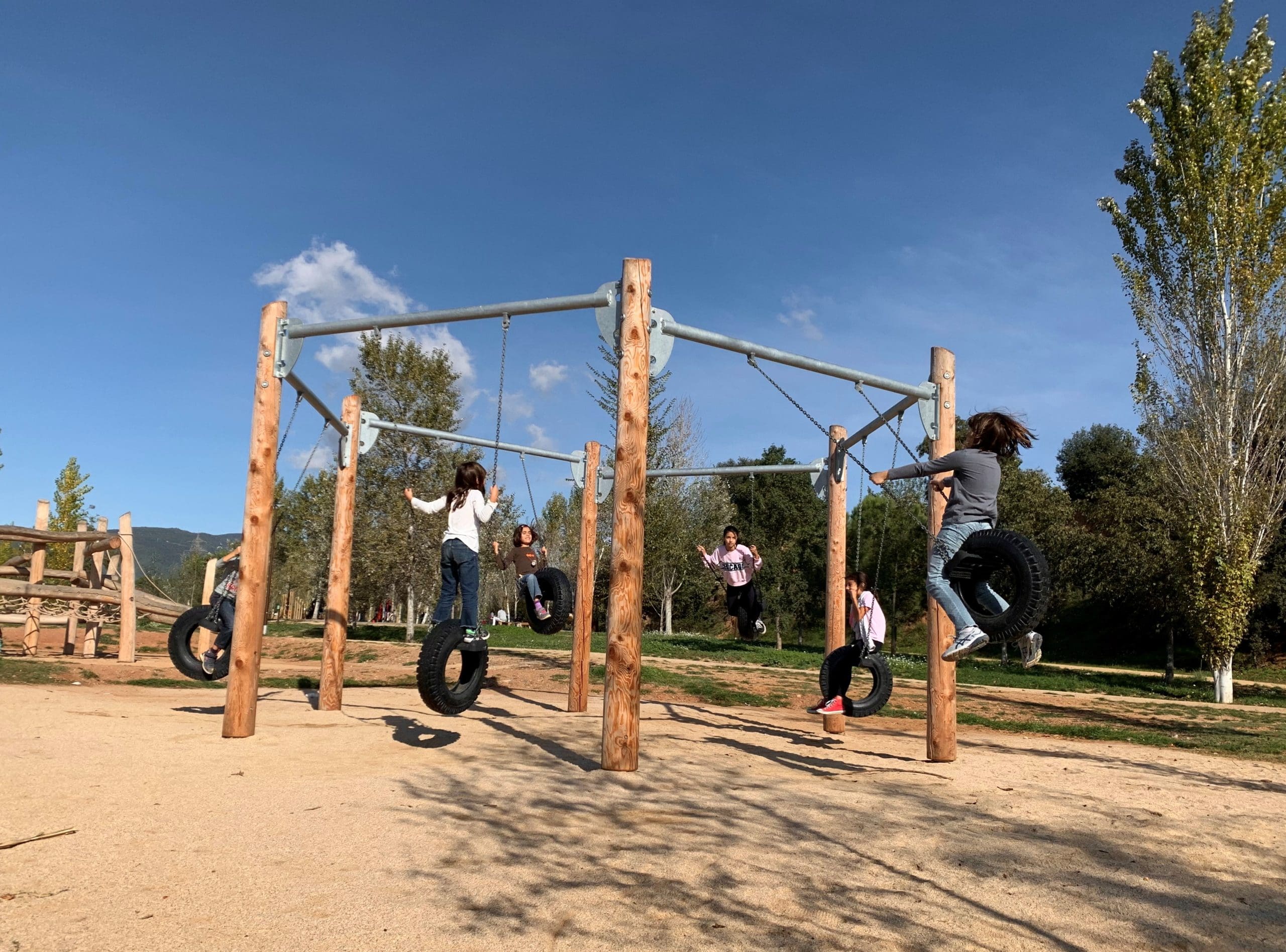 Hexagonal Swing by Timberplay inclusive play swing for group swinging